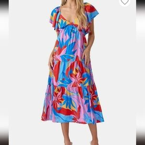 Adelyn Rae Caroline Floral Tiered Midi Dress